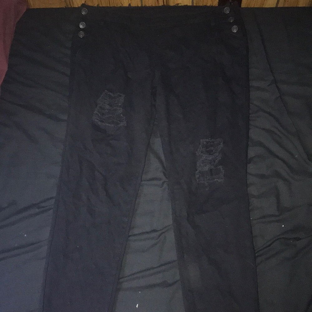 black ripped jeans